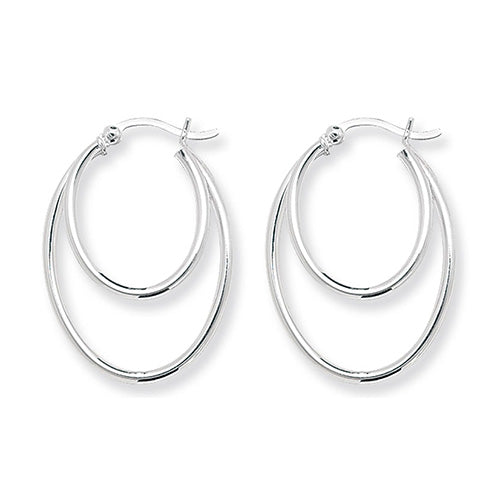 Silver Double Oval Hoop Earrings
