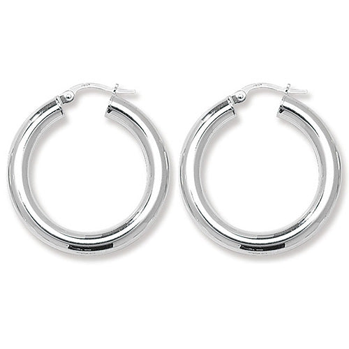 Silver 20mm Round Creole Hoop Earrings