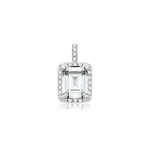 Sterling Silver Halo CZ Pendant